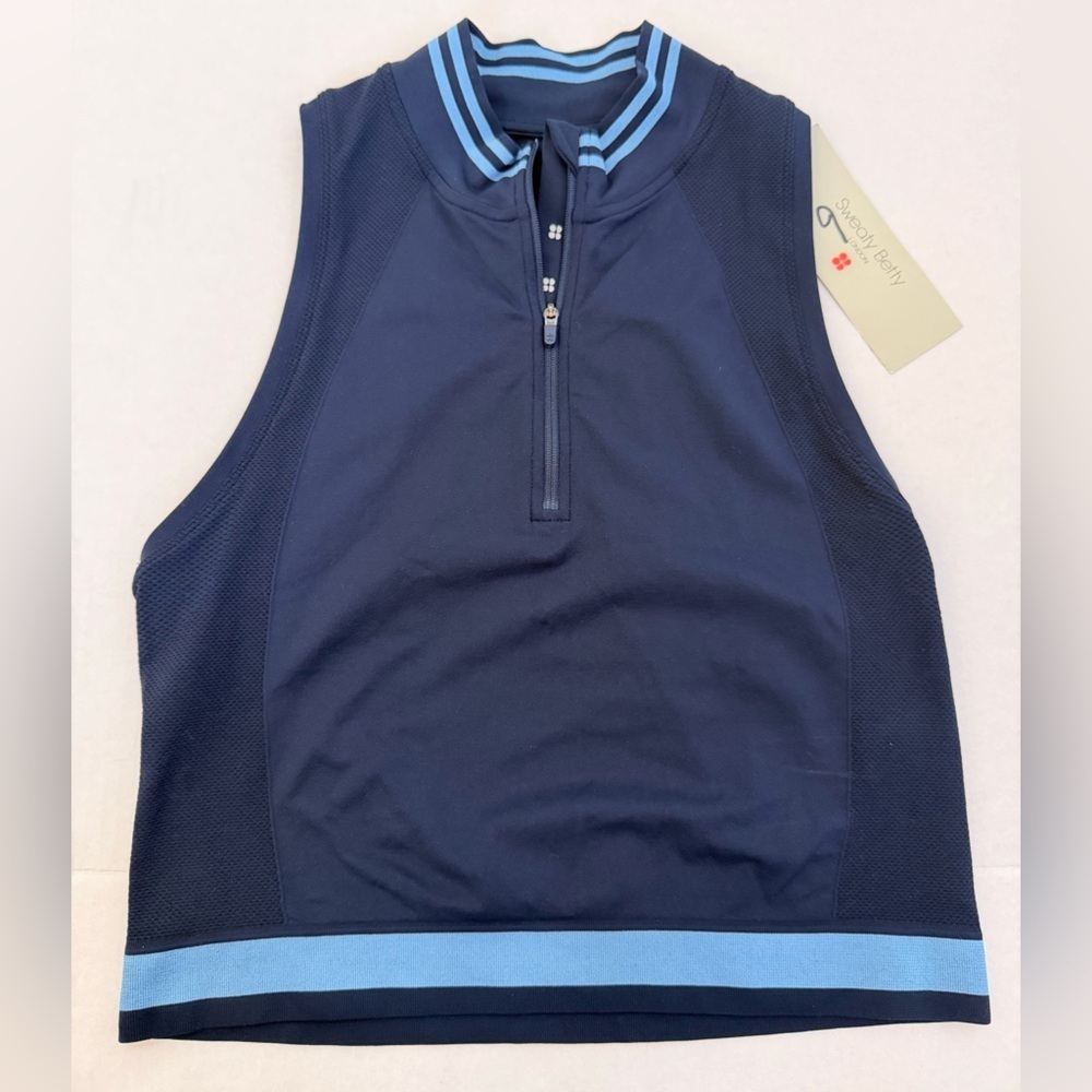 Sweaty Betty Dark Blue Tank with Striped Collar